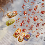Autumn Maple Leaf Fox Nail Stickers - Fall Leaves Nail Art Decals to5376