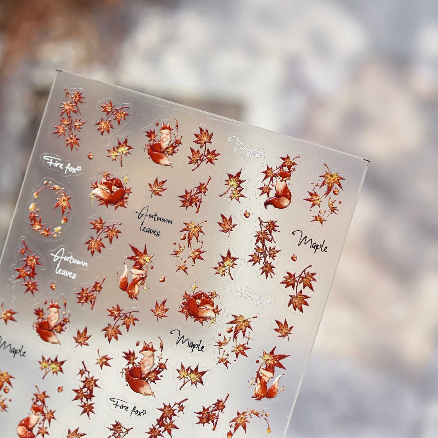 Autumn Maple Leaf Fox Nail Stickers - Fall Leaves Nail Art Decals to5376