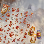 Autumn Maple Leaf Fox Nail Stickers - Fall Leaves Nail Art Decals to5376