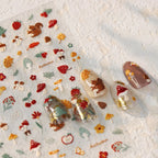 Autumn Nail Sticker | Cute Squirrel & Mushroom Decals for Fall Harvest Manicure TS3871