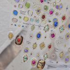 Baroque Gemstone Nail Art Stickers Vintage Gold Jewel Decals 6195