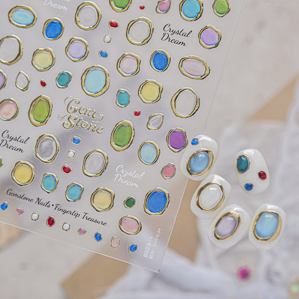 Baroque Gemstone Nail Art Stickers Vintage Gold Jewel Decals 6195