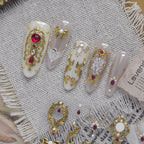 Baroque Luxury Gold & Red Gem 3D Nail Stickers 6074