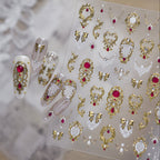 Baroque Luxury Gold & Red Gem 3D Nail Stickers 6074