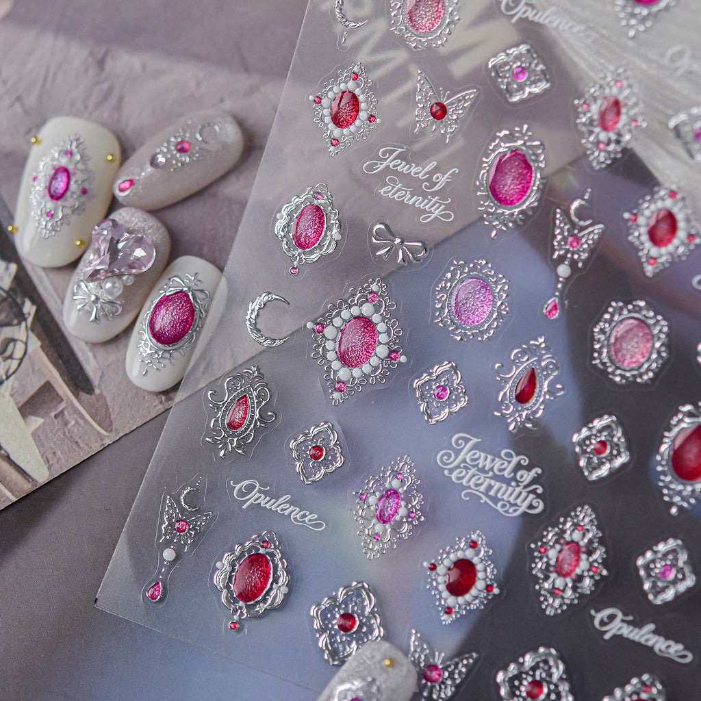 Baroque Luxury Nail Stickers - Vintage Gem Charms Decals 6165