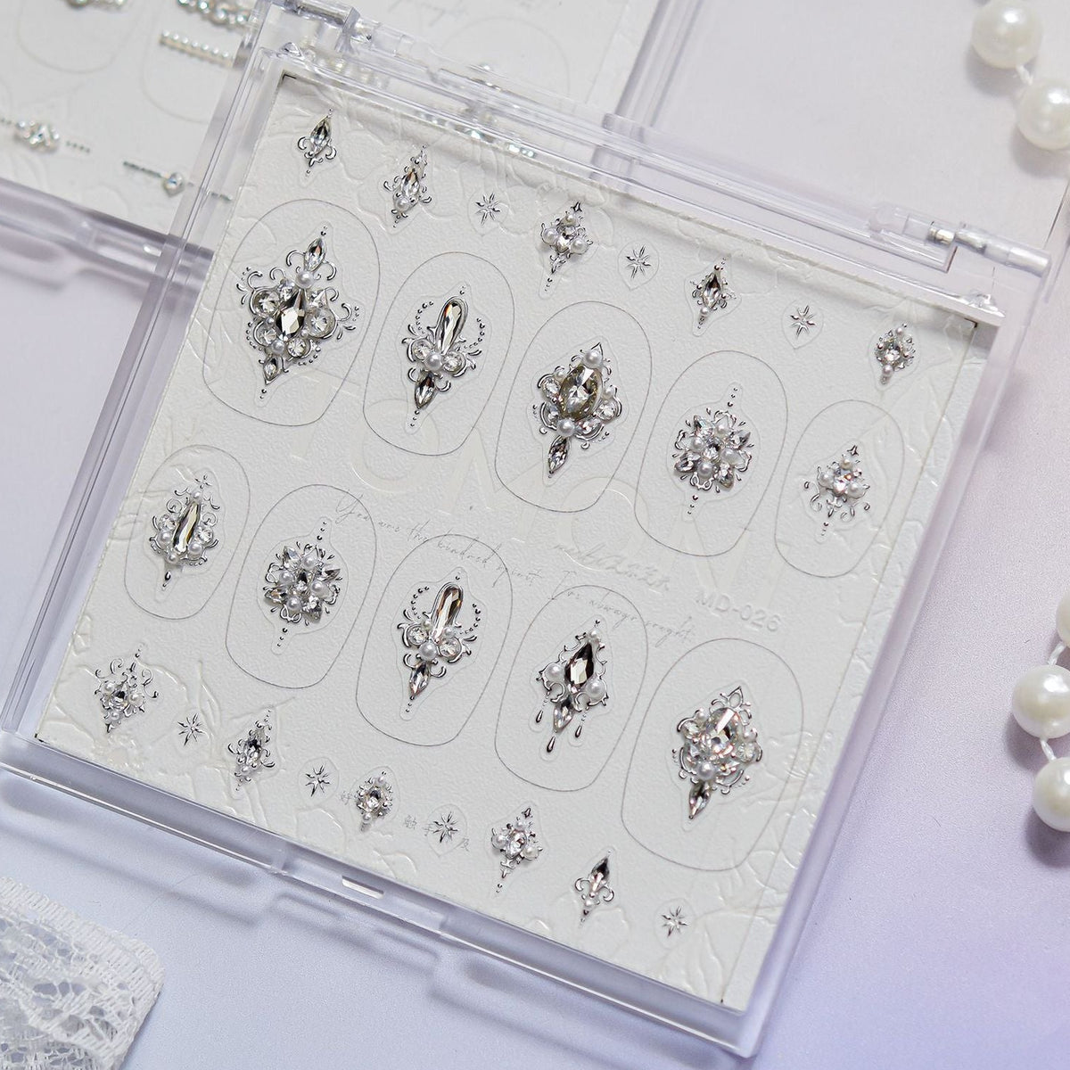 Baroque Palace Rhinestone Nail Stickers – Pre-Arranged Self-Adhesive Nail Gems MD026