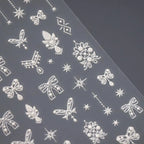 Baroque Pearls Nail Art Stickers Adhesive Sliders White Pendant Bow Embossed Sticker Decals 