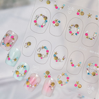 Beach Charm Rhinestone Nail Stickers – Pre-Arranged Self-Adhesive Nail Gems MD041