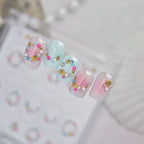 Beach Charm Rhinestone Nail Stickers – Pre-Arranged Self-Adhesive Nail Gems MD041