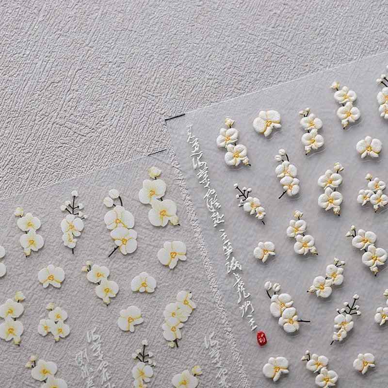 Begonia Flower Nail Art Stickers Adhesive Slider Floral Sticker Decals TS2399