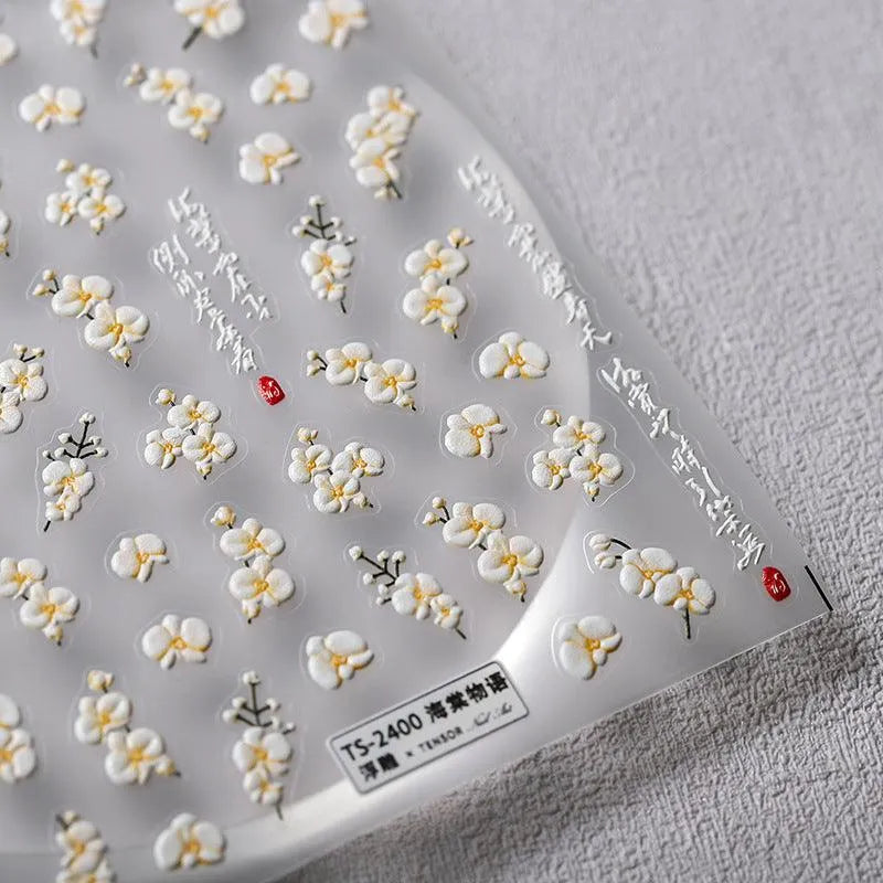 Begonia Flower Nail Art Stickers Adhesive Slider Floral Sticker Decals TS2399