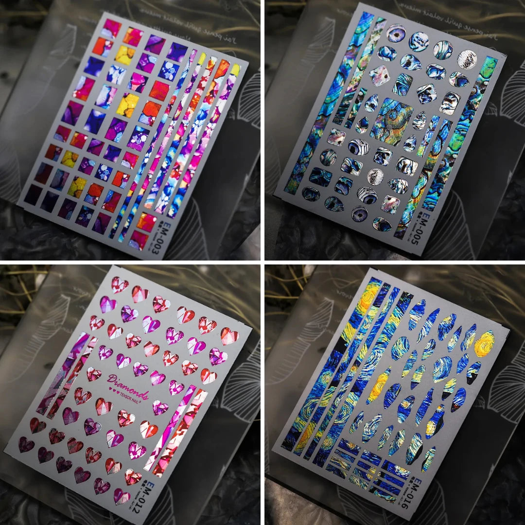 Metal Colors Love Heart Nail Art Stickers Decals EM001-023