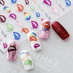 Bite Me Nail Art Stickers Hot Red Lips Adhesive Sticker Decals 