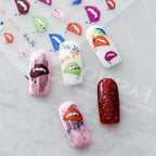Bite Me Nail Art Stickers Hot Red Lips Adhesive Sticker Decals 