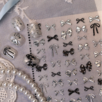 Black Lace & Gothic Cross Nail Stickers - Vintage Dark Coquette Decals 1498