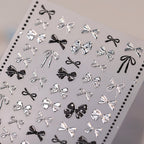 Black Lace & Gothic Cross Nail Stickers - Vintage Dark Coquette Decals 1498