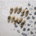 Black Rose Flower Nail Art Stickers Adhesive Slider Rose Butterfly Sticker Decals M326