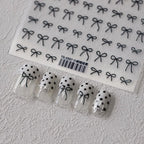 Black White Bow Nail Art Stickers Adhesive Slider Embossed Metal Bow Knot Sticker Decals TS3587