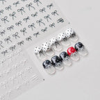 Black White Bow Nail Art Stickers Bow Tie Adhesive Embossed Sticker Decals 