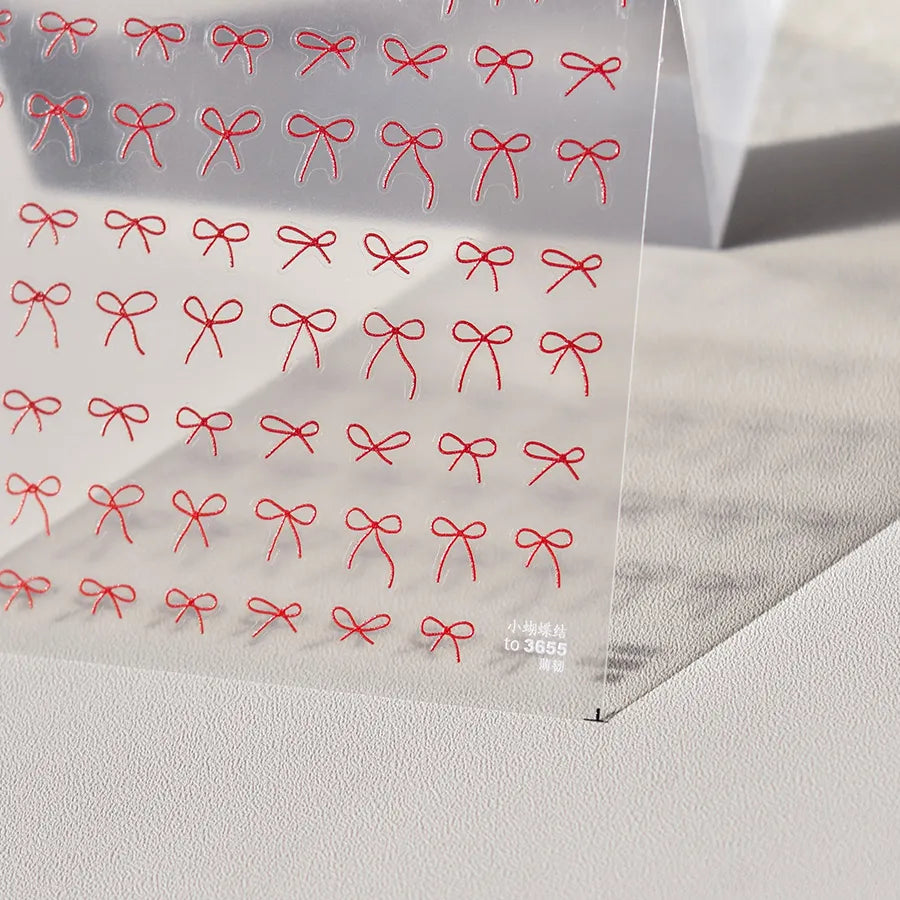Black White Bow Nail Art Stickers Bow Tie Adhesive Embossed Sticker Decals 