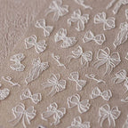 Black White Bows Nail Art Stickers Adhesive Ribbon Bow Embossed Sticker Decals 