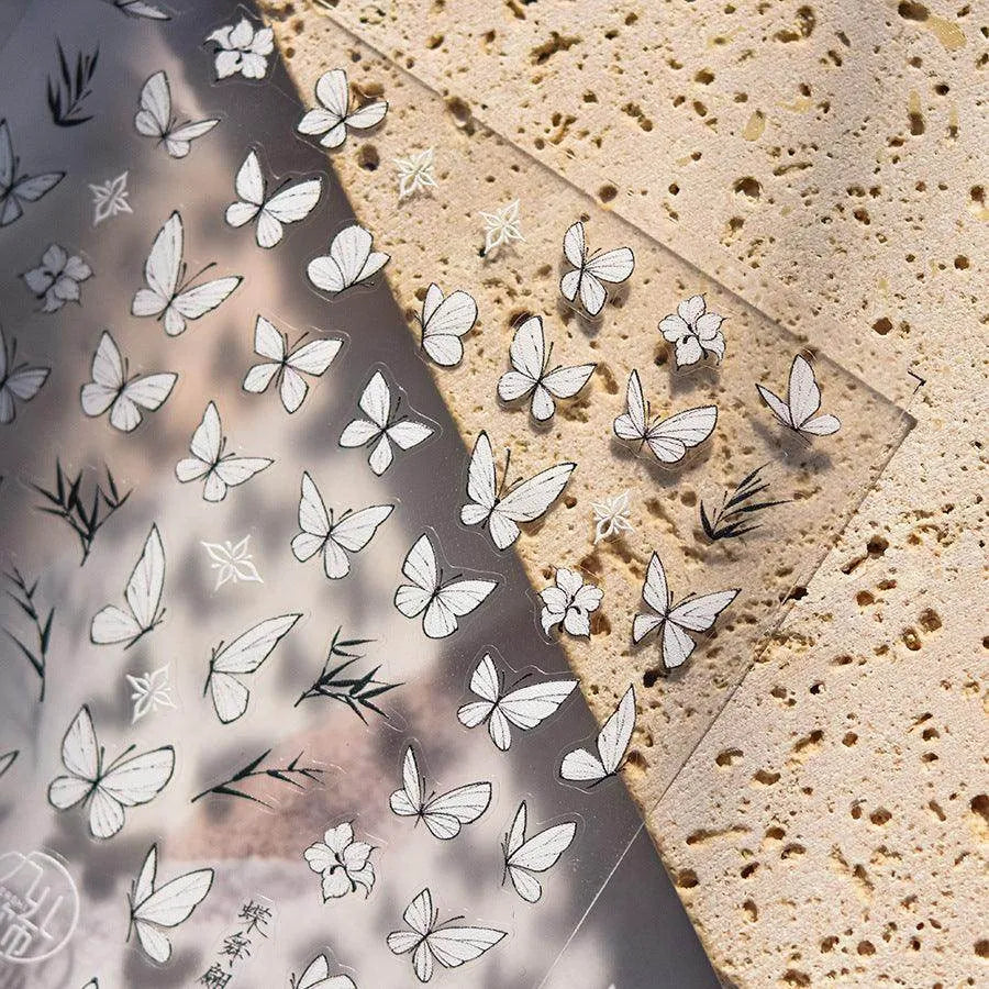 Black White Butterfly Nail Art Stickers Butterfly Wings Adhesive Sticker Decals