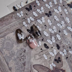Black White Butterfly Nail Sticker Speckled Butterfly Wings Adhesive Sticker Decals MS588