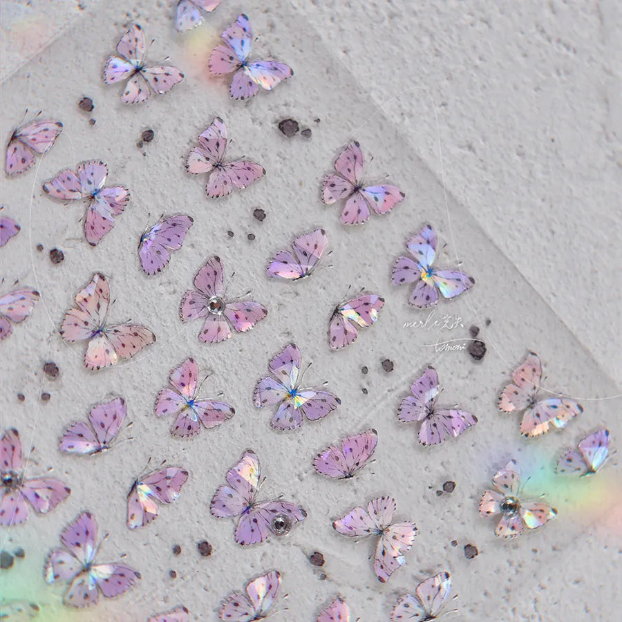 Black White Butterfly Nail Sticker Speckled Butterfly Wings Adhesive Sticker Decals MS588