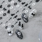 Black White Cross Nail Art Stickers Adhesive Slider Black Cat Sticker Decals 