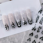Black White Fire Design Nail Art Stickers Adhesive Slider Fire Sticker Decals TS2011