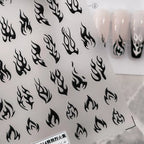Black White Fire Design Nail Art Stickers Adhesive Slider Fire Sticker Decals TS2011