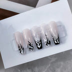 Black White Fire Design Nail Art Stickers Adhesive Slider Fire Sticker Decals TS2011
