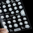 Black White Flower Nail Art Stickers Adhesive Lace Floral 3D Adhesive Decals TS148