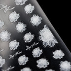 Black White Flower Nail Art Stickers Adhesive Lace Floral 3D Adhesive Decals TS148