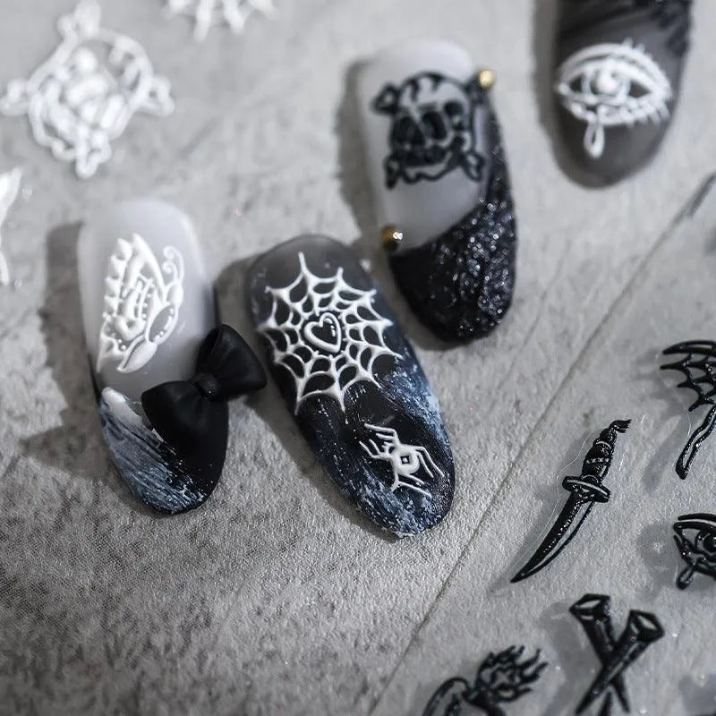 Black White Nail Art Stickers Adhesive Slider Pirate Totem Sticker Decals TS1697
