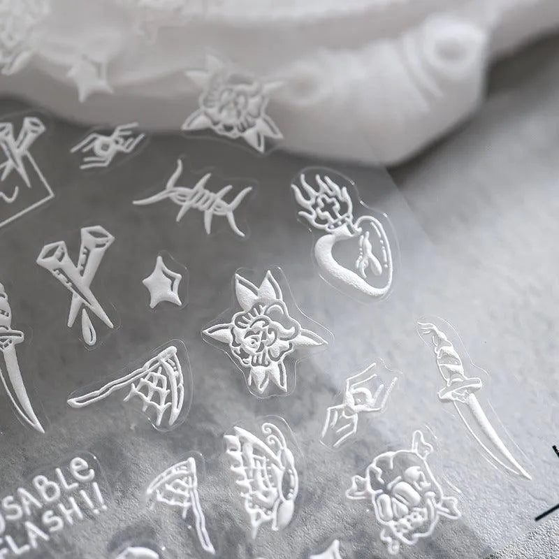 Black White Nail Art Stickers Adhesive Slider Pirate Totem Sticker Decals TS1697