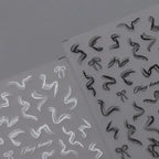 Black White Nail Art Stickers Adhesive Slider Ribbon Sticker Decals TS2805