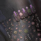 Blooming Sakura Nail Art Stickers Adhesive Peachblow Flower Embossed Sticker Decals to3854