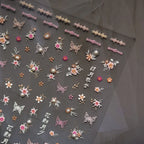 Blooming Sakura Nail Art Stickers Adhesive Peachblow Flower Embossed Sticker Decals to3854