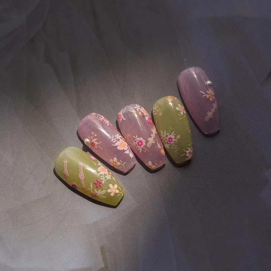 Blooming Sakura Nail Art Stickers Adhesive Peachblow Flower Embossed Sticker Decals to3854