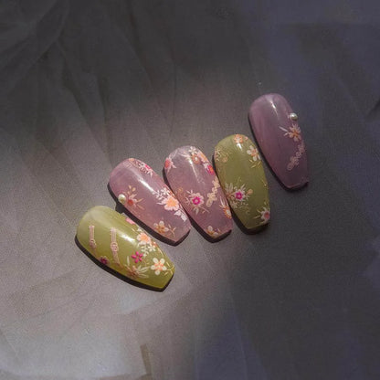 Blooming Sakura Nail Art Stickers Adhesive Peachblow Flower Embossed Sticker Decals to3854