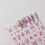 Blue Butterfly Nail Art Stickers Adhesive Embossed Pink Lace Sticker Decals to3345