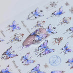 Blue Butterfly Nail Art Stickers Adhesive Embossed Pink Lace Sticker Decals to3345