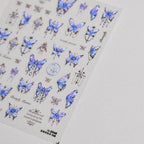Blue Butterfly Nail Art Stickers Adhesive Embossed Pink Lace Sticker Decals to3345