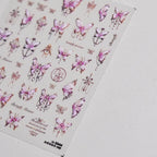 Blue Butterfly Nail Art Stickers Adhesive Embossed Pink Lace Sticker Decals to3345