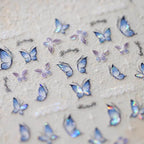 Blue Butterfly Nail Art Stickers Adhesive Slider Butterfly Wing Sticker Decals M320