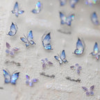 Blue Butterfly Nail Art Stickers Adhesive Slider Butterfly Wing Sticker Decals M320