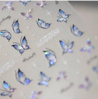 Blue Butterfly Nail Art Stickers Adhesive Slider Butterfly Wing Sticker Decals M320
