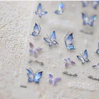 Blue Butterfly Nail Art Stickers Adhesive Slider Butterfly Wing Sticker Decals M320