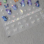Blue Butterfly Nail Art Stickers Adhesive Slider Laser Butterfly Sticker Decals TL100